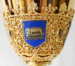 Solid silver gilt antique French Gothic Chalice.